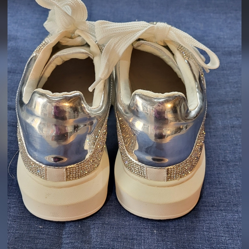 Elegant Silver Women's Sneakers - Picture 7 of 10
